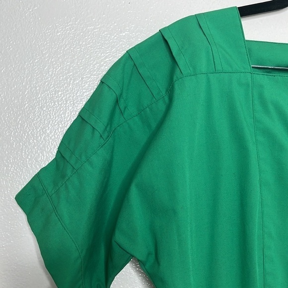 VTG 60s 70s Lanz Originals Green Pleated Button Dress Sz 11/12 - Picture 4 of 5